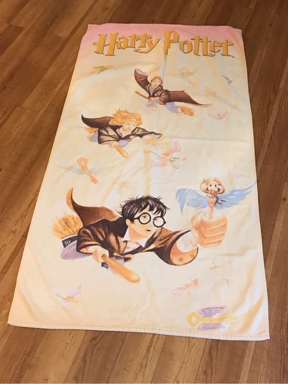 Vintage 2000 Harry Potter Sorcerers Stone Beach Towel Quidditch 28” X 54” Warner